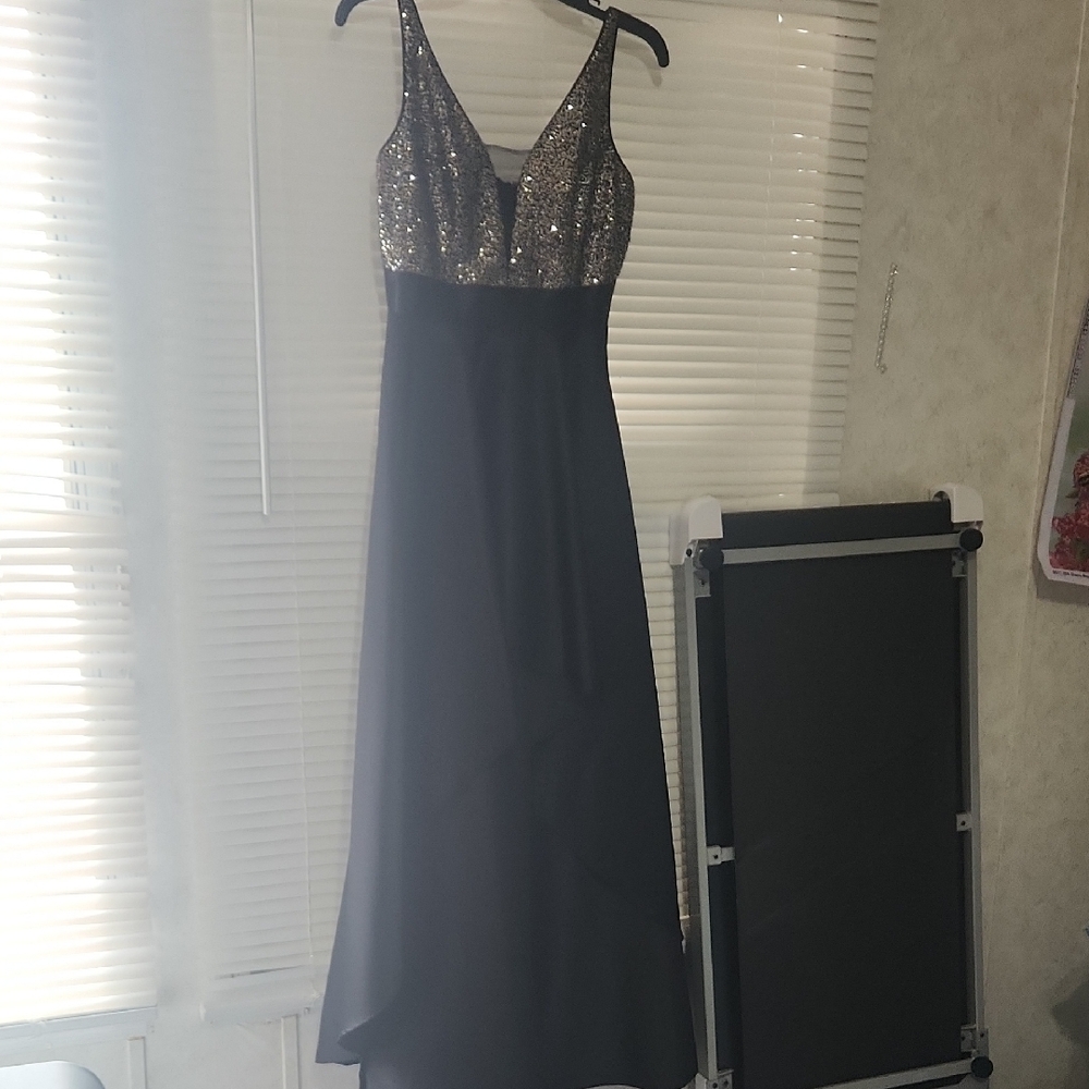 Ever Pretty Black and Silver High Low Dress